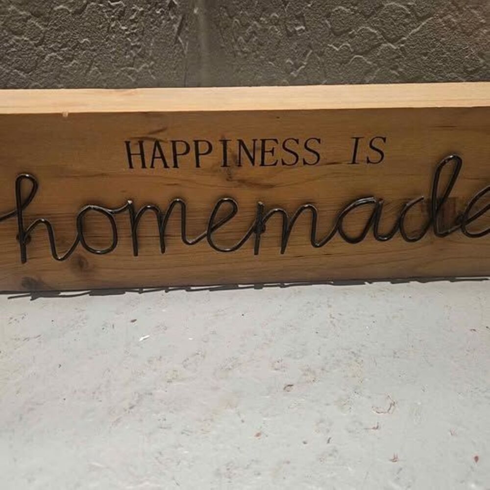 Happiness is Homemade Wood and String Art Wood Sign